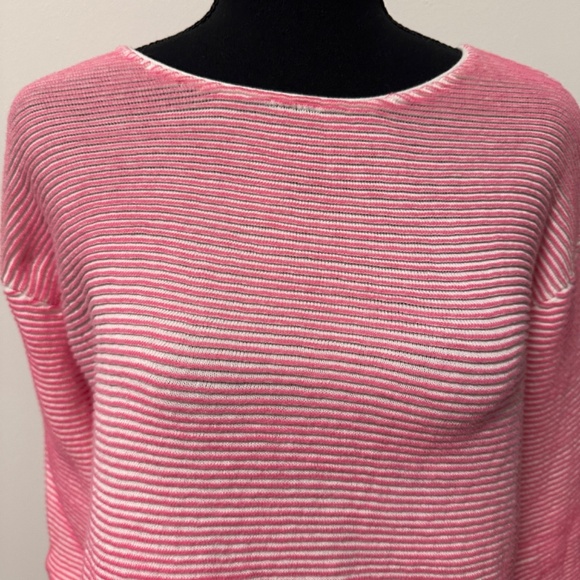 *FOXCROFT* Pink x White Striped Long Sleeve Shirt Size Small - Picture 2 of 7